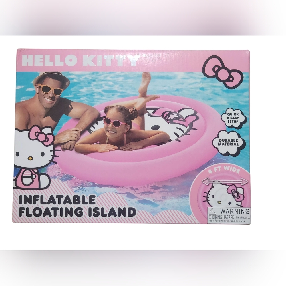 Hello Kitty Pink Inflatable Floatable Island 4' Wide